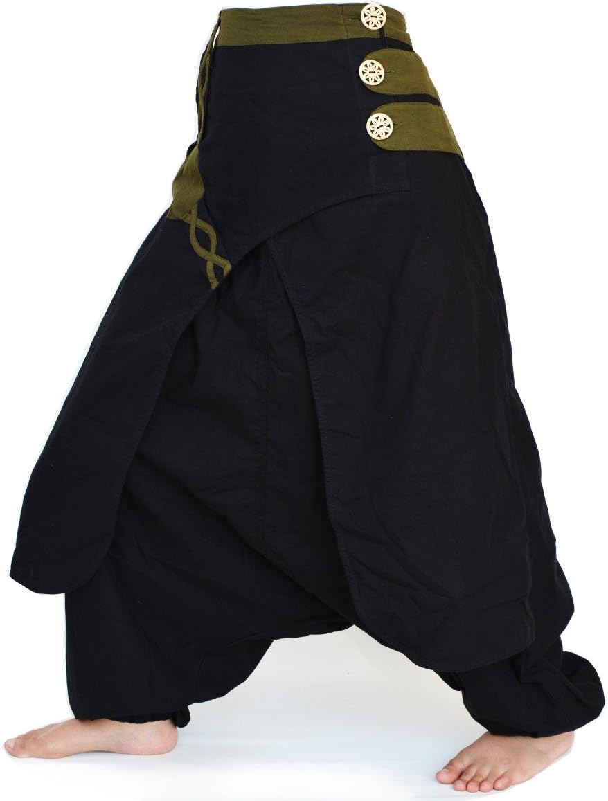 Siamrose Wide Leg Yoga Harem Pants, Baggy Lounge Trousers, Double Layer Cotton in the Front, One Size
