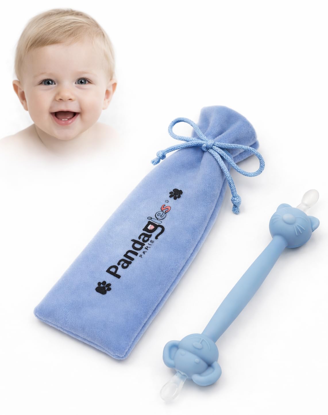 Cure Nez Bébé Sécurisé – Nettoyeur Nasal Manuel Double Embout – Boucle Anti-Insertion – Hygiène Nasale Nourrisson & Enfant – Réutilisable, Facile à Nettoyer (Bleu)