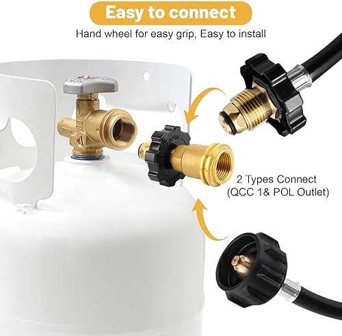 Miniatura 2 de Fuoequl El adaptador de tanque de propano convierte POL a QCC1  Tipo 1 con llave