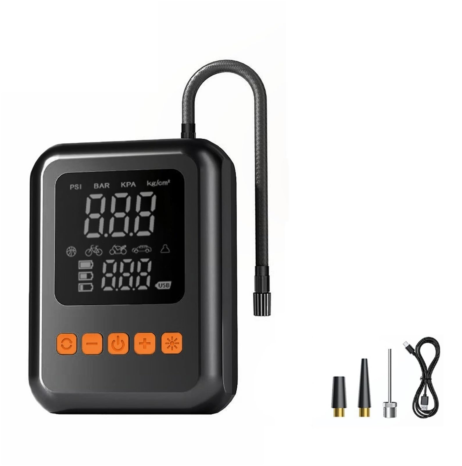 Compressore d'Aria Portatile per gonfiaggio Pneumatici Digitale | 50 l/min con 5 modalità di funzione power bank a luce LED(Black)