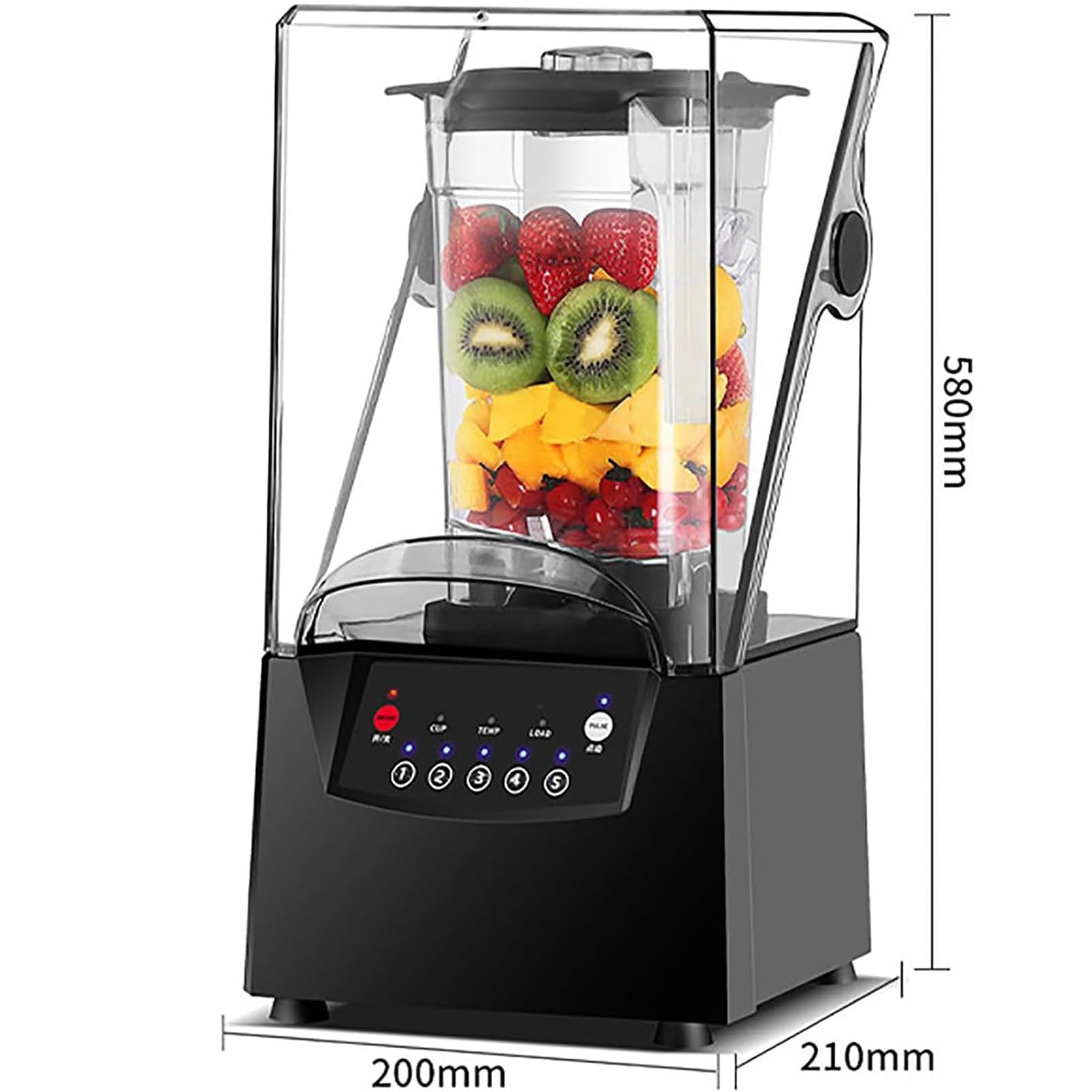 Frullatore per Ghiaccio insonorizzato, Tritatutto, frullatore, spremiagrumi Professionale, Mixer da Bar, insonorizzato, ad Alte Prestazioni, Produzione Intelligente