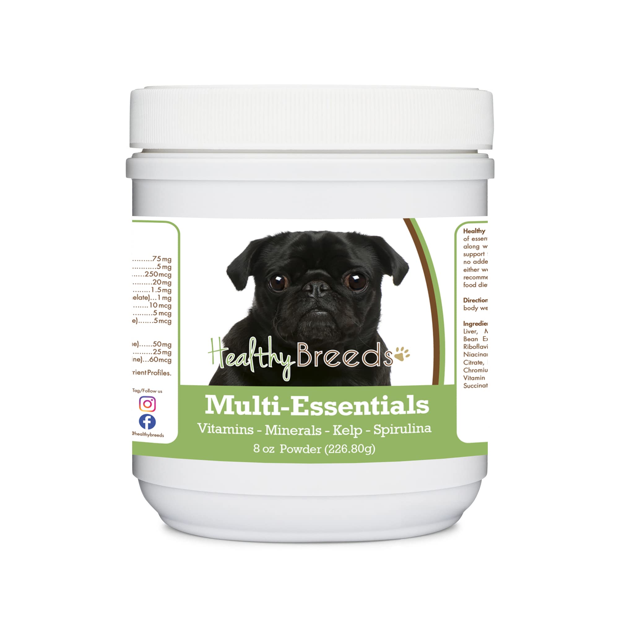 Healthy Breeds Pug, Black, Multi-Essentials Powder for Dogs 8 oz