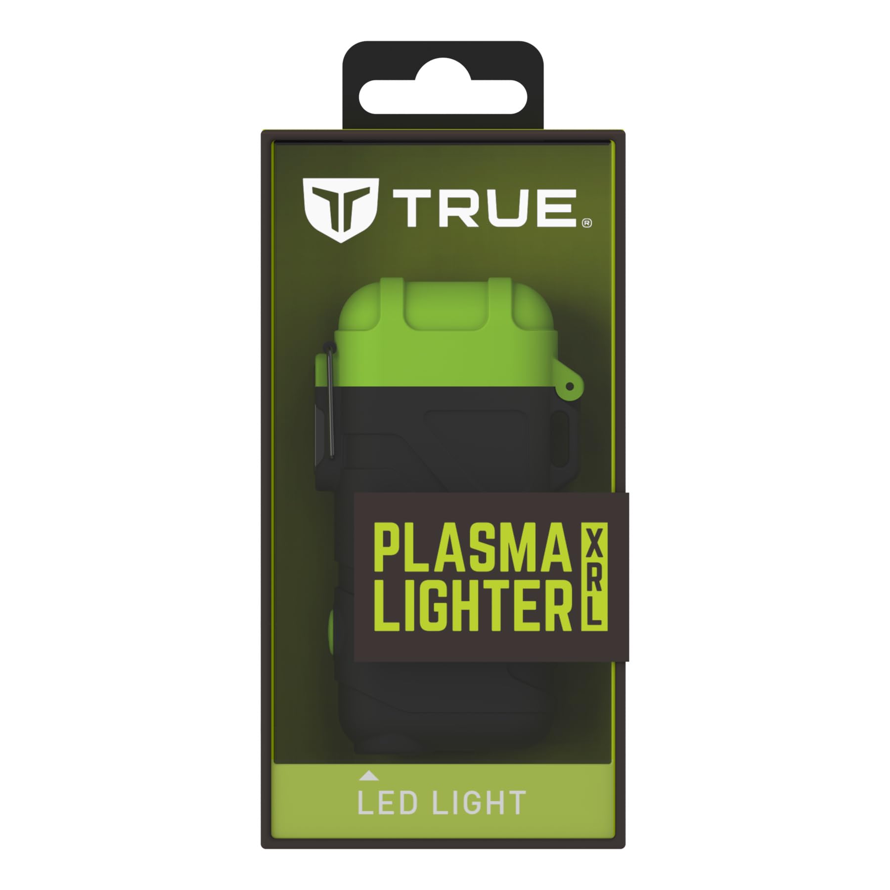 True Utility Briquet plasma XRL USB C rechargeable sans flamme – Coupe-vent, sans carburant – Allumage d'arc plasma pour bougies, camping, barbecues et utilisation d'urgence – Vert/noir