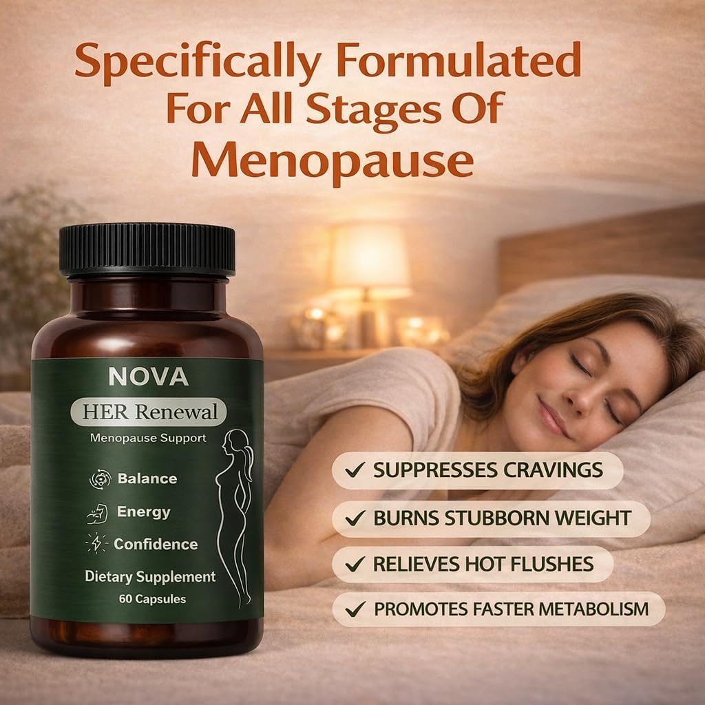 NOVA Menopause Relief Support for Her - Probiotic Estrogen Balance Formula with Curcuminoids & Botanical Extracts – Supports Hormonal Balance, Comfort & Daily Well-Being – 60 Capsules (1) - Image 4