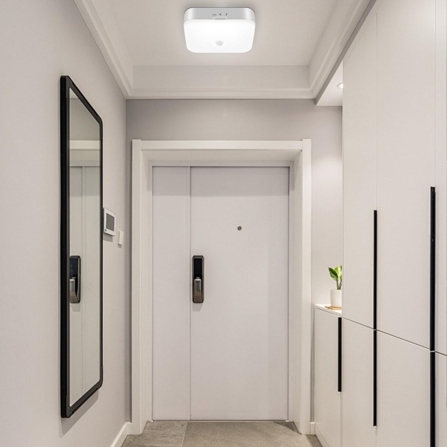 Toowell 2 pezzi Lampada da soffitto con sensore di movimento interno, lampada LED con batteria, ricaricabile, alimentata a batteria, per bagno, cantina, corridoio