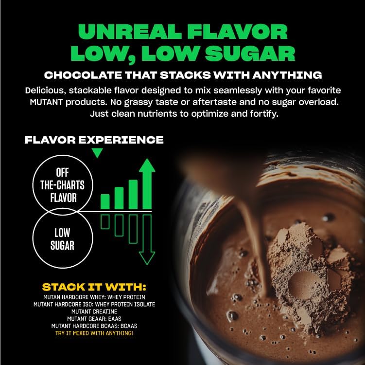 Mutant Big Greens | Green Supplement | Over 40 superfoods Land & Sea Greens – Reds, Antioxidants, phytonutrients, 1000mg spirulina – Pre & Probiotic Blend | 30 Serving – Just Chocolate