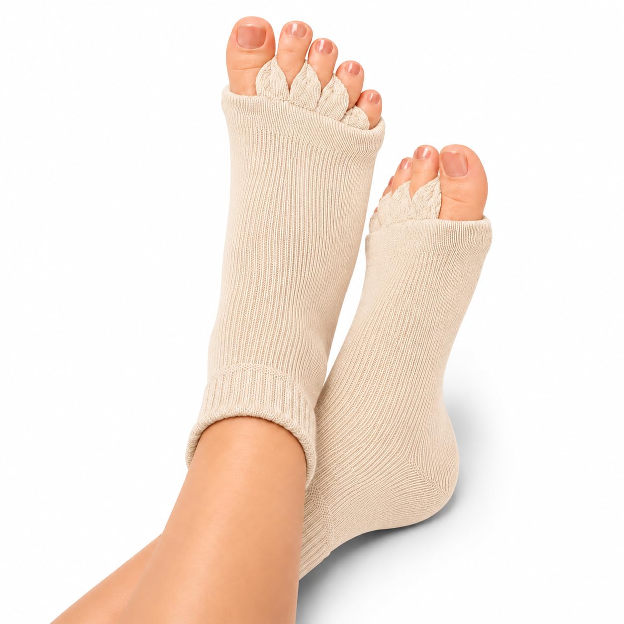 Foot Alignment Socks for Men & Women – Five Toe Separator Socks, Soft Cotton Toe Spreader for Natural Toe Alignment, Foot Comfort, Yoga & Daily Wear, Free Size-image-44