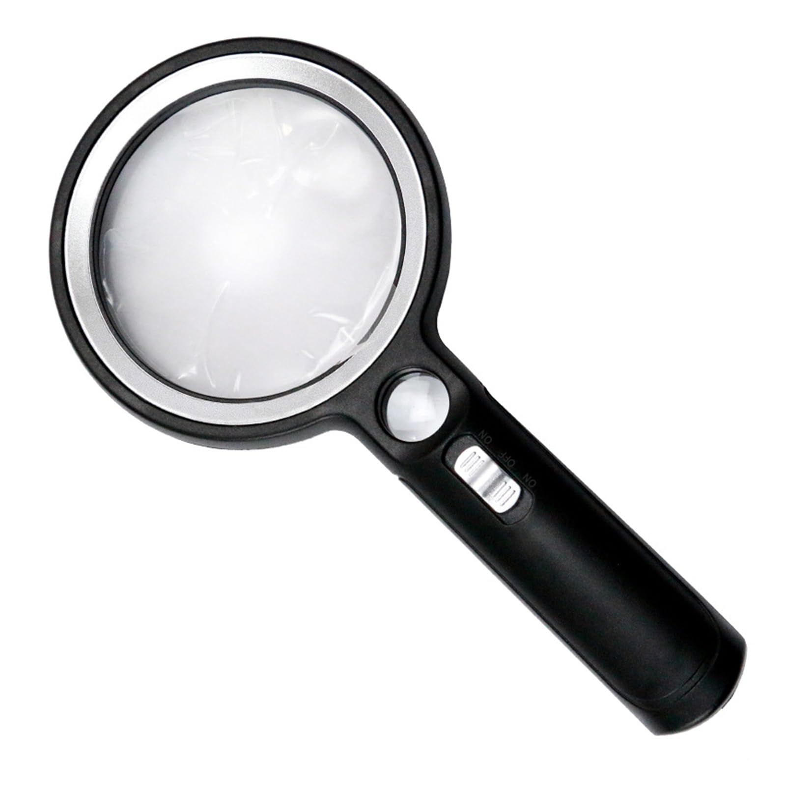 Hsioluted Black Silver 10X / 20X / 45X Magnifier Glass Lens Handheld Eye Loupe Magnifier With Led Light For Senior Reading Jewelry Inspection Glass Lens Handheld Eye Loupe With Led Light For Senior Reading Jewelry