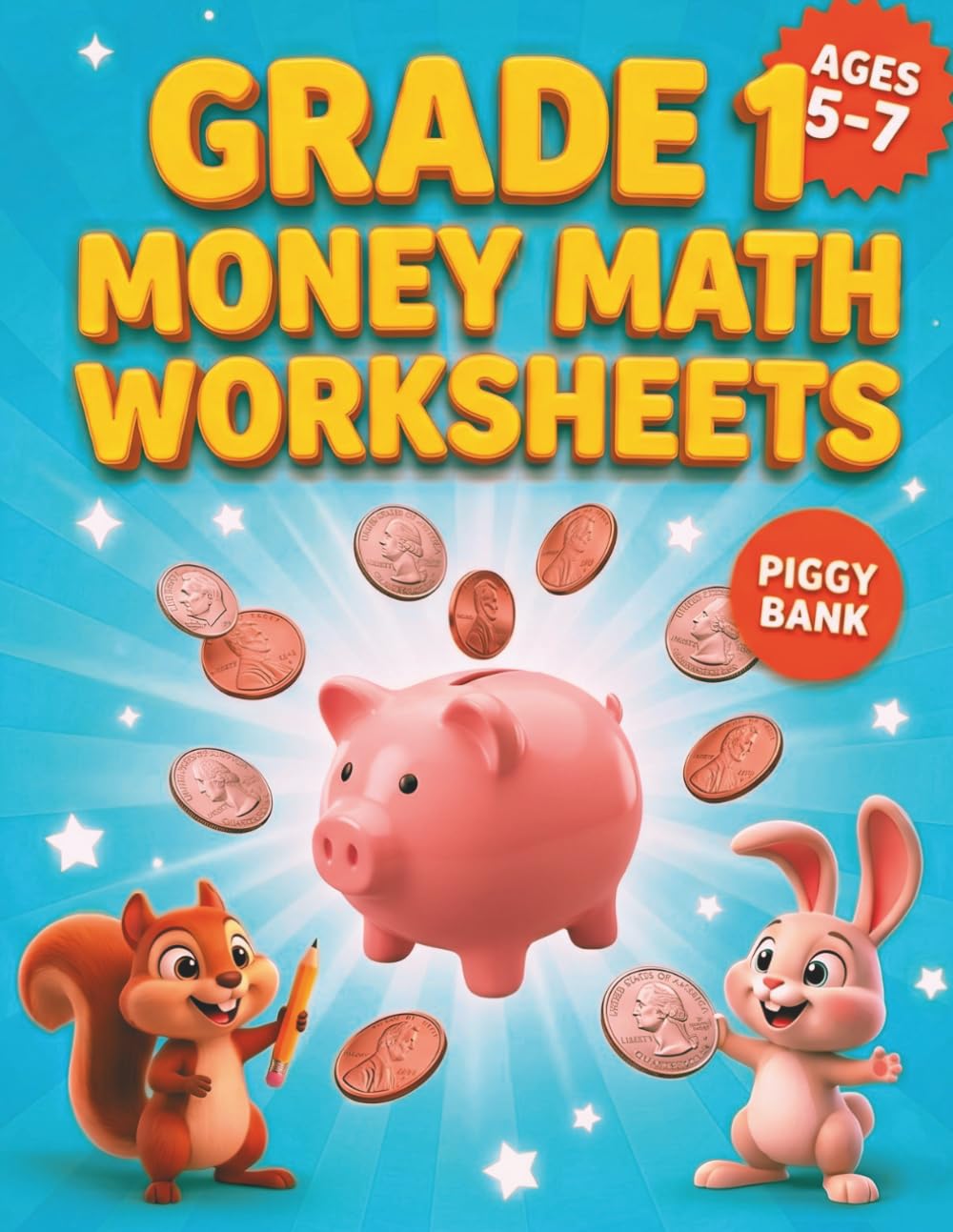 Grade 1 Money Math Worksheets: For Kids Ages 5-7 First Grade Counting Coins Money Workbook Math Practice Problems With Solutions