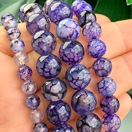 HXSCOO 6/8/10MM Natural Pink Tourmaline Crystal Stone Beads Round Loose Spacer Beads for Jewelry Making DIY Earing Bracelet Accessories (Color : Purple Agate, Size : 6mm 30pcs)