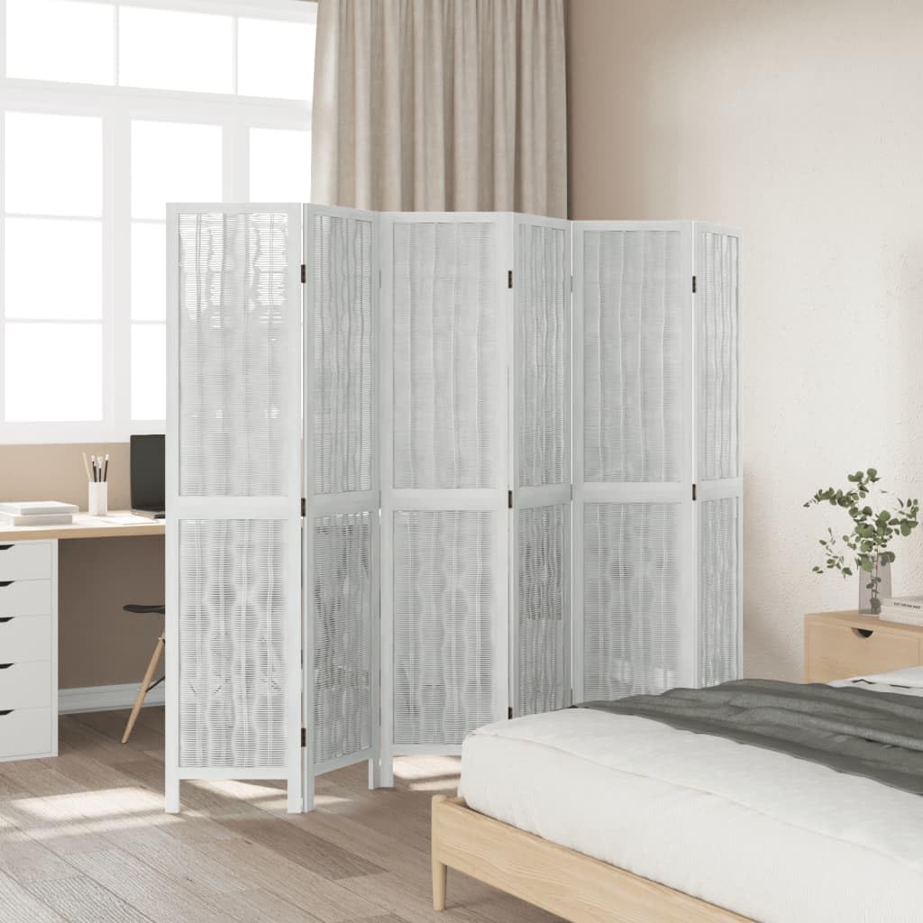 ShGaxin Divisorio Ambienti 6Pannelli Bianco Legno Massello di Paulownia,Divisorio Ambienti,Separé Divisorio Interno,Paravento da Esterno ed Interno,Pannelli Divisori-358682