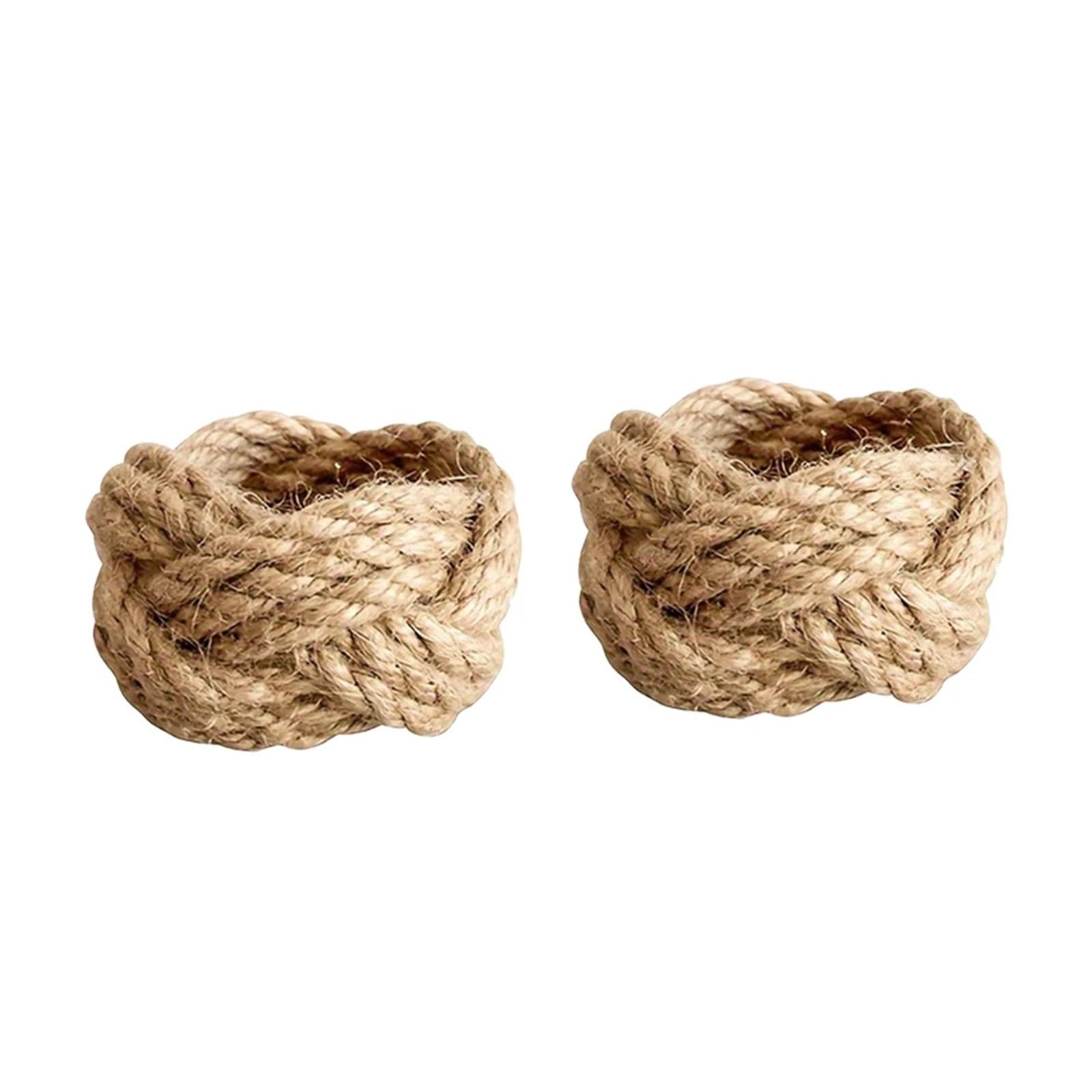 6Pcs Hemp Rope Napkin Rings Hand-Woven Jute Holders for Dinner Parties Banquet Wedding