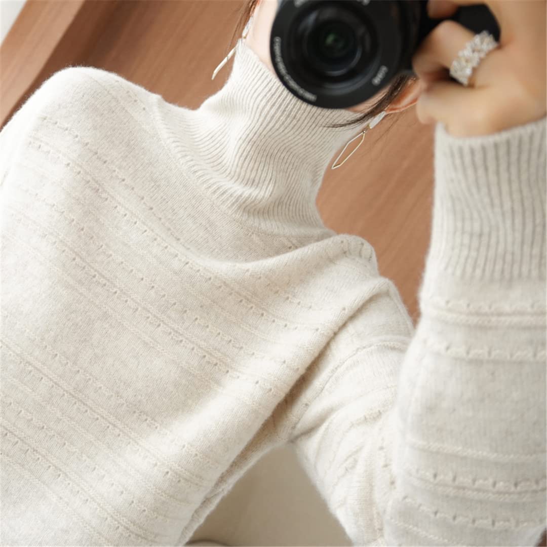 Disimlarl Camicia calda spessa di grandi dimensioni del maglione del cachemire della lana delle donne, Mi Cachi, XXL