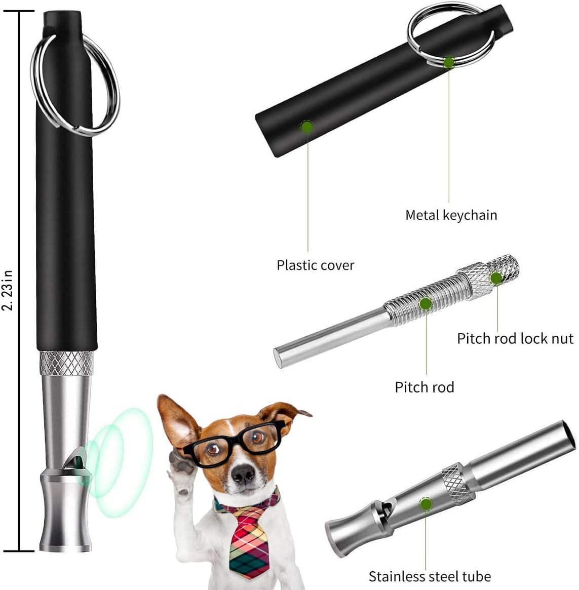 Hundepfeife, 2025 Upgrade, leise Hundepfeife, verstellbare Schlepppfeife für Training, professionelle Rückruf-Hundetrainingspfeife, mit Umhängeband (A-2 Stück)