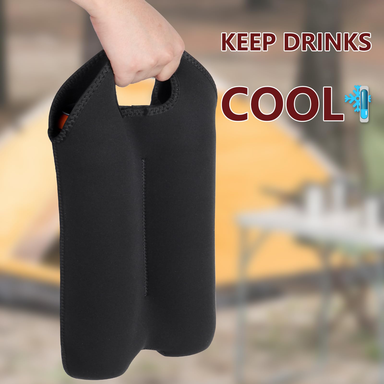 Paquete de 2 bolsas de transporte de vino, 4 bolsas de transporte para botellas de viaje y picnic, soporte aislado de neopreno para botellas de cerveza de agua con asa de transporte segura,