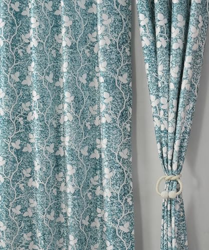 Image of Homefab India 2 Piece Polyester Printed Curtains Room Darkening Panel - Long Door 9 feet, Petals Blue Curtain