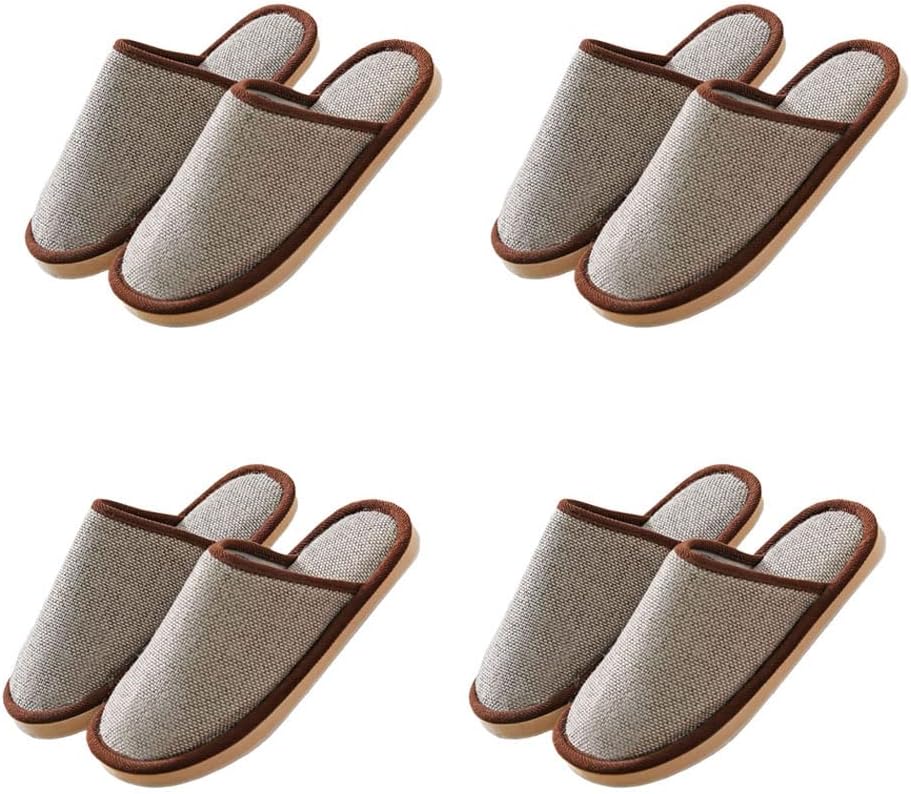 Unisex House Shoes, 4 Pairs Guest Slippers Bedroom Slipper