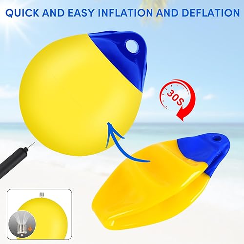 Miniatura 43 de Boya de 10/12/15 pulgadas, boya de anclaje, flotador, guardabarros redondos de barco, boyas inflables de vinilo, boyas de barco