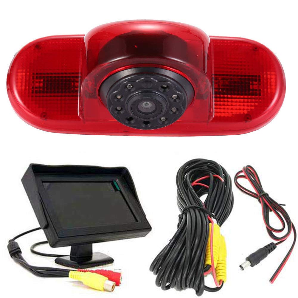 Lampa hamowania HD kamera z monitorem LCD 4,3 cala, noktowizor, kamera cofania zamiennik do Opel Vivaro Surf Concept/Movano X70 Kasten/Vauxhall/Combo/Trafic/Peugeot Expert 222 223 224/Citroen Jumpy