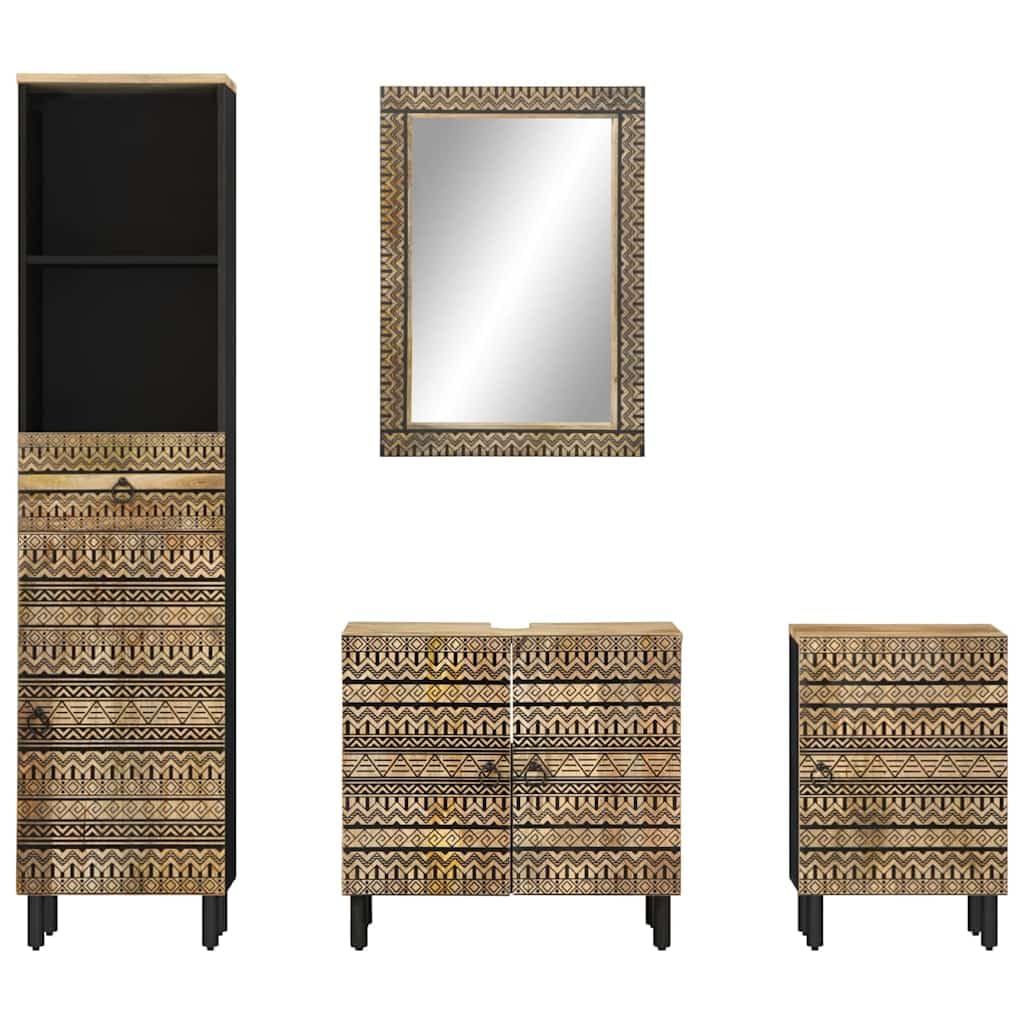Lot de 4 meubles de salle de bain en bois massif de mangue, armoire d'appoint de cuisine, armoire à chaussures, armoire de salle de bain, armoire de cuisine pour cuisine, toilettes, salle de