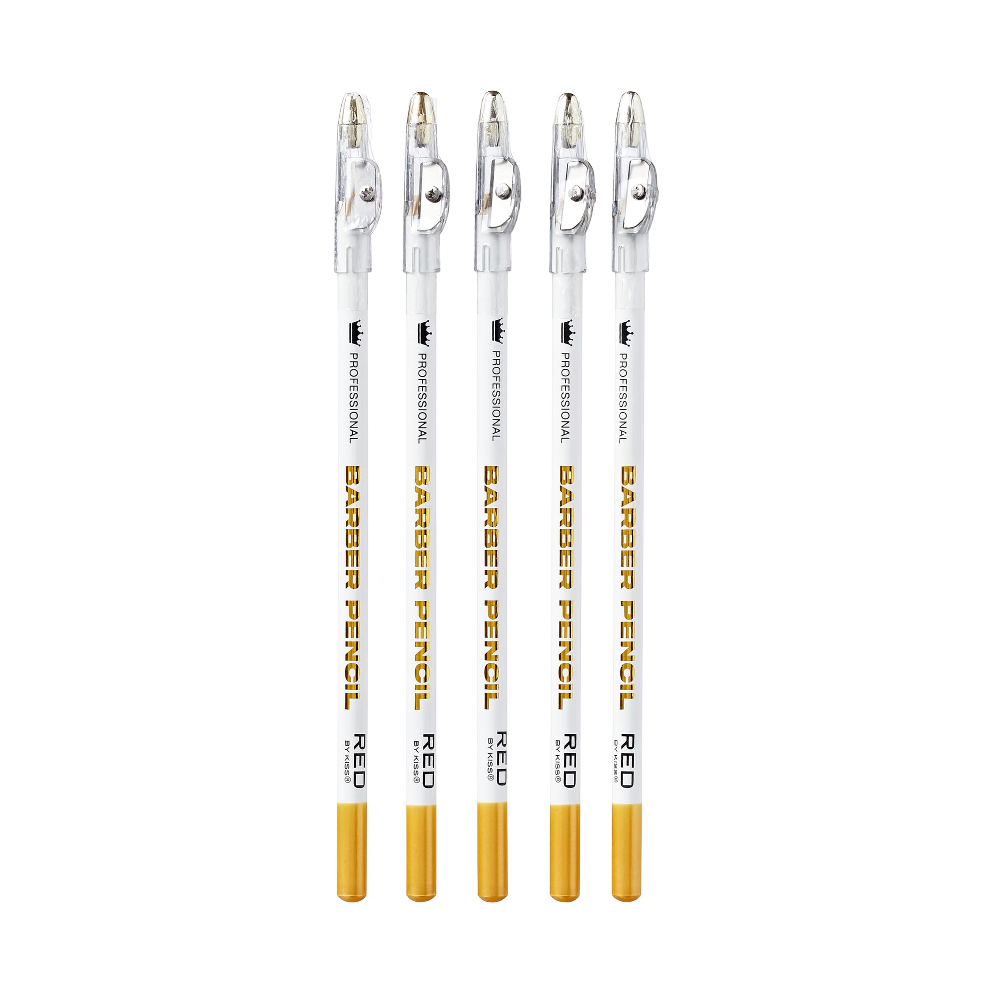 Red by Kiss 3PCS Barber Pencil with Built-in Sharpener Edge Hairline Razor Trace Pencils Beard Guide Beard and Hairline Outliner Pencils, Beard Shaping Pencils for Men (White-5pcs)