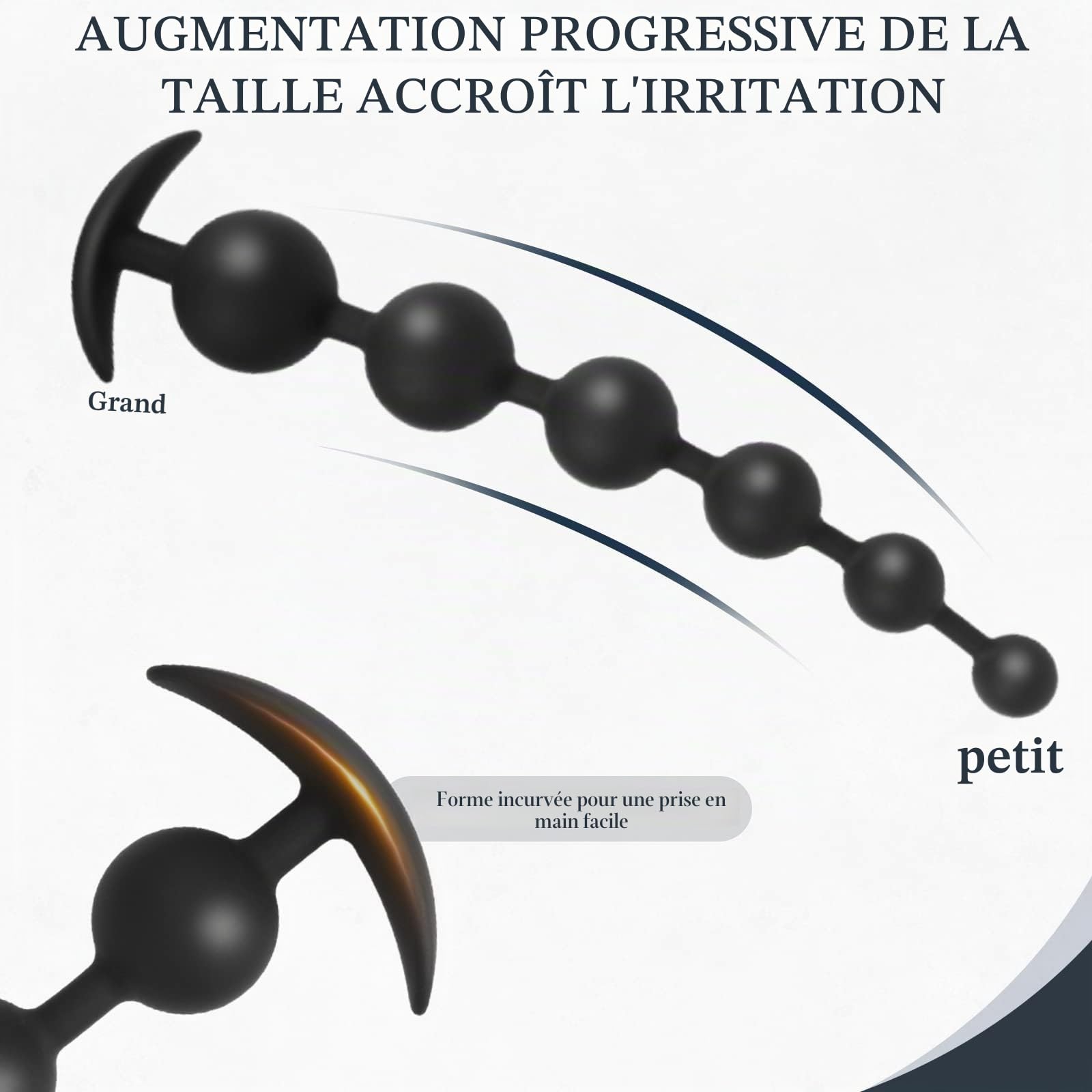Perles Anales Plugs Anals avec 5 Perles Plug Femme Débutante,Plug Anale,Extenseur Femme,Extenseur Homme,Plug Anal Toys Anals,Godemichets Anals Butt Plug (XL)