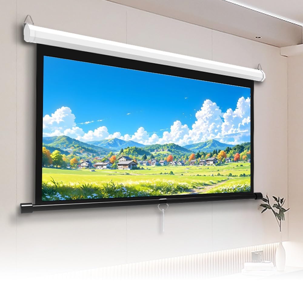 Telo Proiettore 60 Pollici Schermo Proiettore Manuale Schermo Di Proiezione Avvolgibile, Telo Videoproiettore Per Riunioni Home Cinema(60inch (4:3))