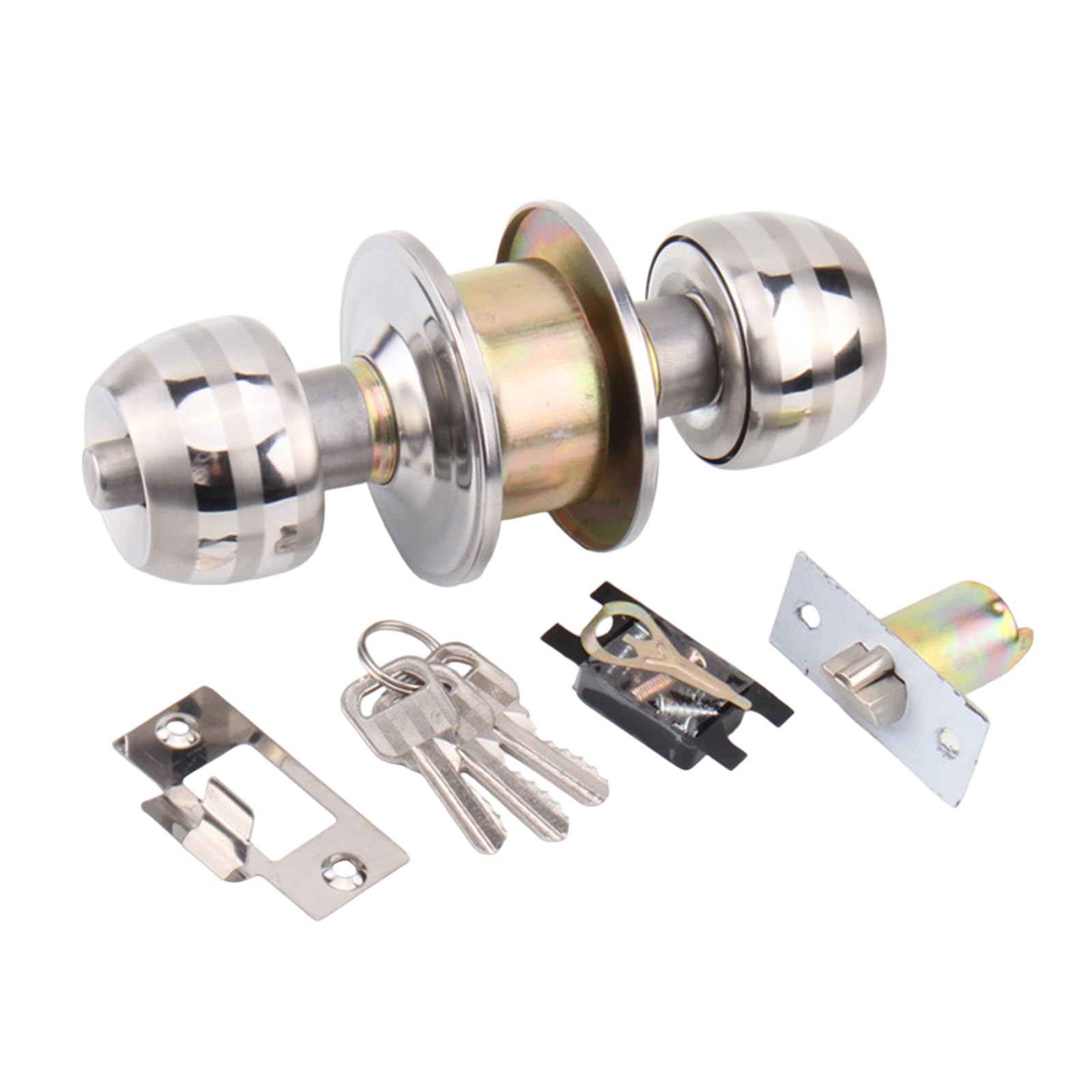 Shyyoulqe Multicolor Zincs Alloy Rotation Round Door Knobset Handle Round Shaped Entrance Doorknob For Hallway, Closet Easy To Use Door Knobs Knobset