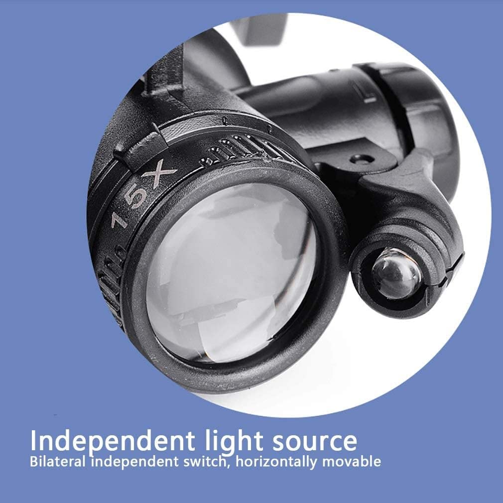 Lupa, Montura para La Cabeza De Lectura con 2 Led, Lupas Montadas En La Cabeza para Trabajos De Cerca, Gafas De Doble Lente Iluminadas para Matrimonio