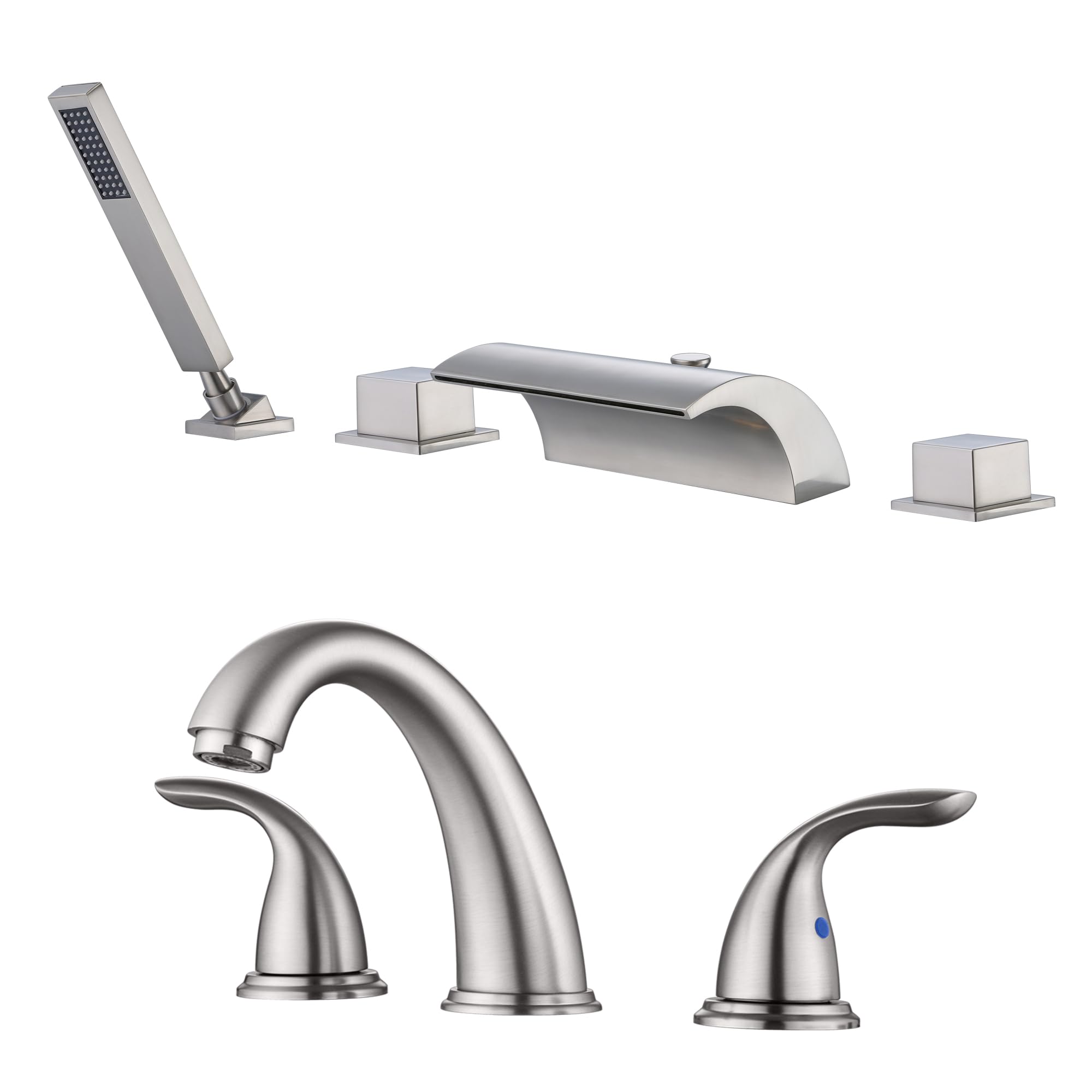 Hcfyauis 8" Widespread Bathroom Faucet S1423s-Bn+Roman Tub Faucet S2141nw