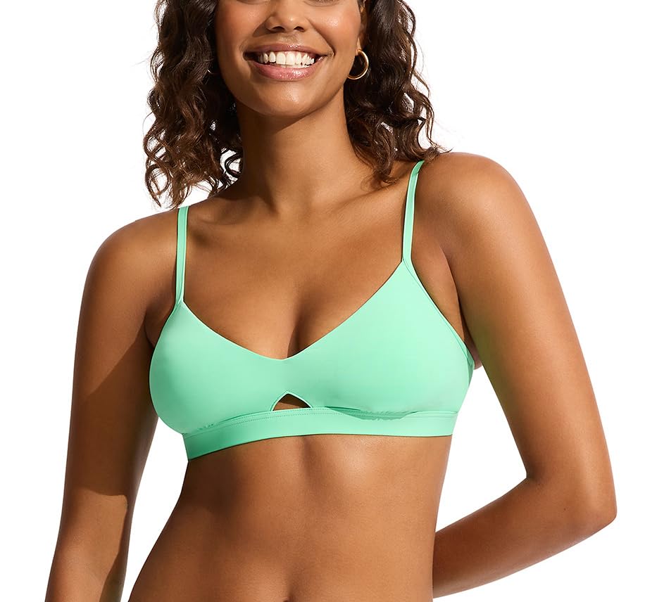 Seafolly Women's Standard Hybrid Bralette Bikini Top Swimsuit with Center Keyhole Detail