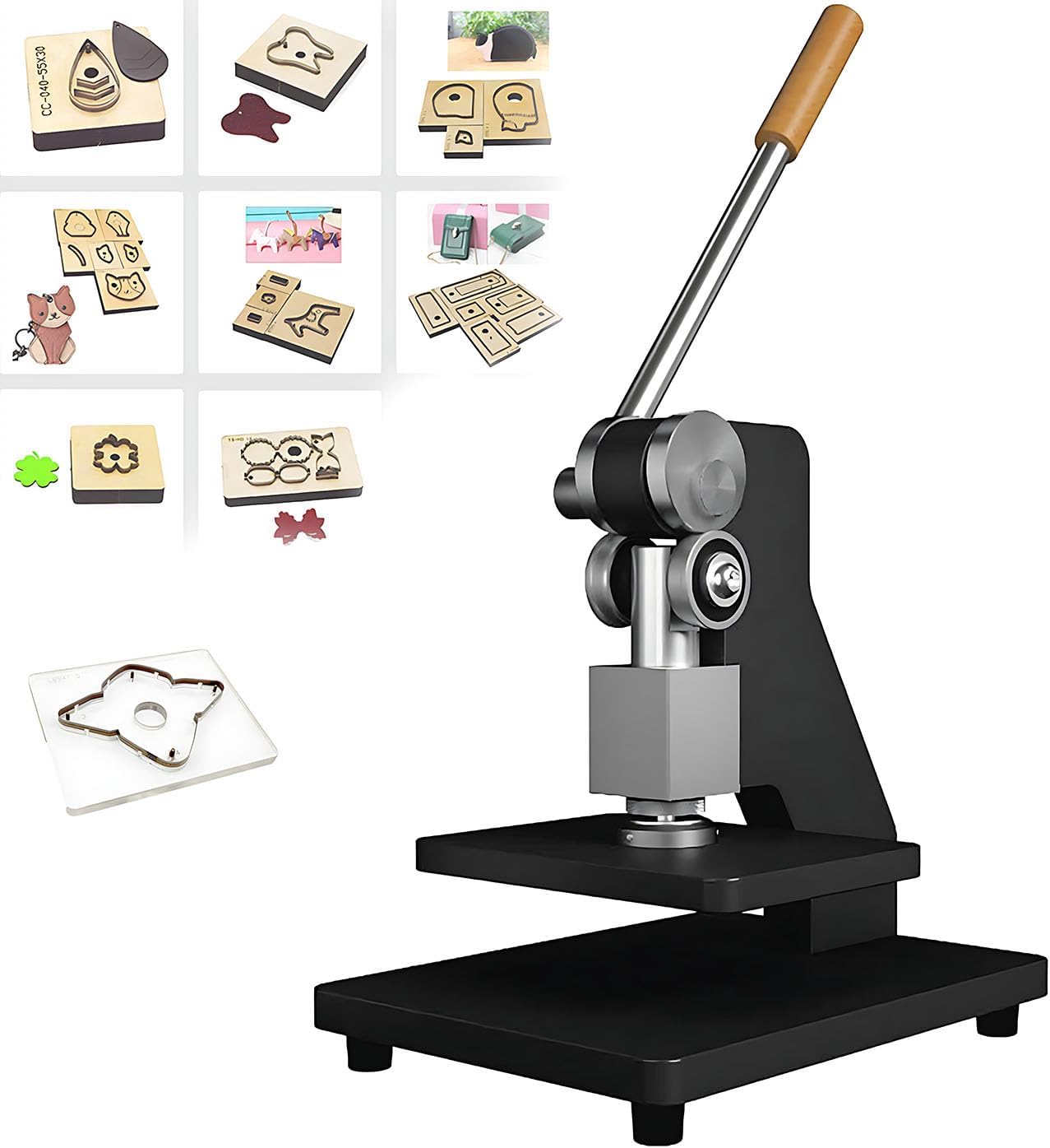 Manual Die-Cutting Press,1-ton Pressure Stamping Press,die Cutting Machine,for Leather Die Cutter,Punching,Embossing,Other Pressing Work (Black Round Pressure Plate)