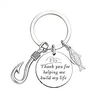 Fathers Day Dad Gifts,Funny Fishing Keychain for Dad/Stepdad,Dad Gifts from Daughter/Wife/Son,Cruise Essentials 2026 (Thank you for helping me build my life)