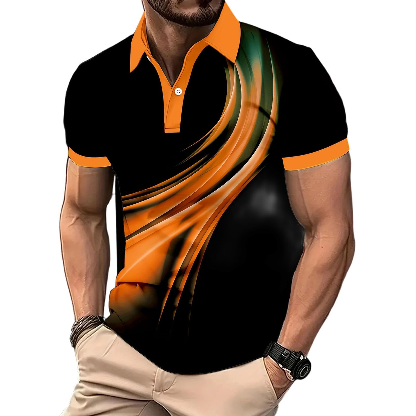 Men's Golf Polo Shirt T-Shirt Gradient Plaid Party Casual Short Sleeve Shirts Quick Dry Moisture Wicking Athletic Shirt — view 21