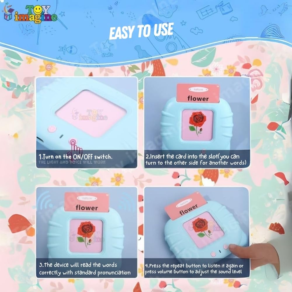 Toy Imagine™ Talking Flash Cards Toy for Kids | 224-Word Learning Device for Toddlers | Montessori Learning Toys for Boys & Girls Ages 2-6 | Preschool Game & Birthday Present - Image 7 thumbnail