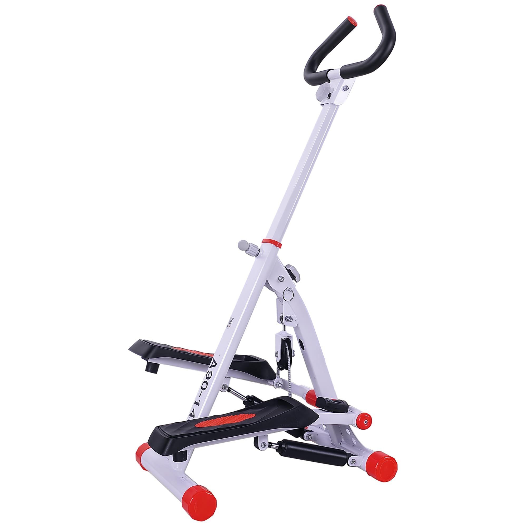 HOMCOM Stepper w/Handle Hand Grip Workout Fitness Machine For Fitness Aerobic Exercise Home Gym Red