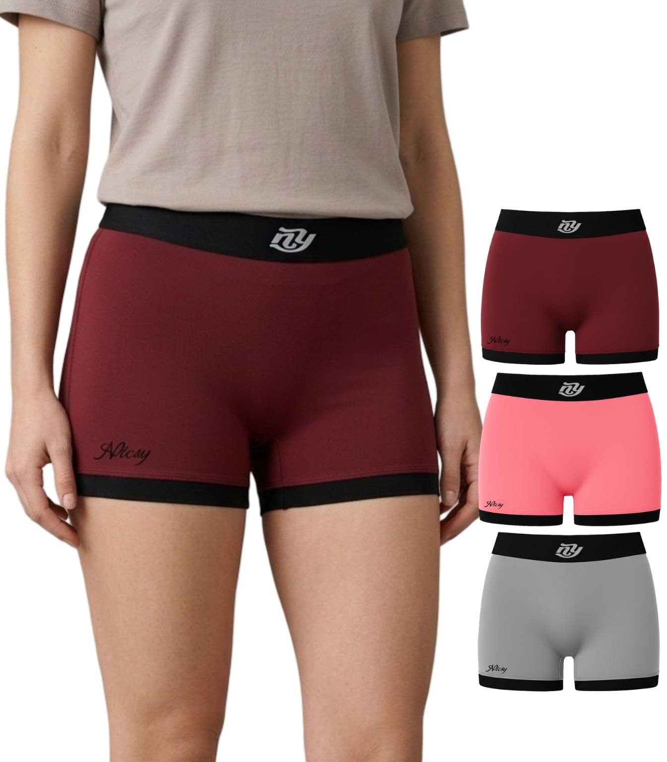 Women’s Cotton Stretch Boyshorts Underwear – Waist Elastic Belt Seamless Boxer Briefs Comfort Fit, Soft Breathable Fabric, Mid-Rise Shorts Panty Hipster (Combo Pack)-image-15