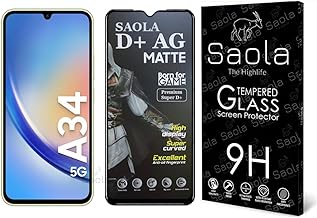 Saola D+ Matte Full Screen Protector Tempered Glass With 18H Hardness For Samsung Galaxy A34 5G (Pack Of 1) With Free Installation Kit. Full Screen Coverage - 6.6 Inch