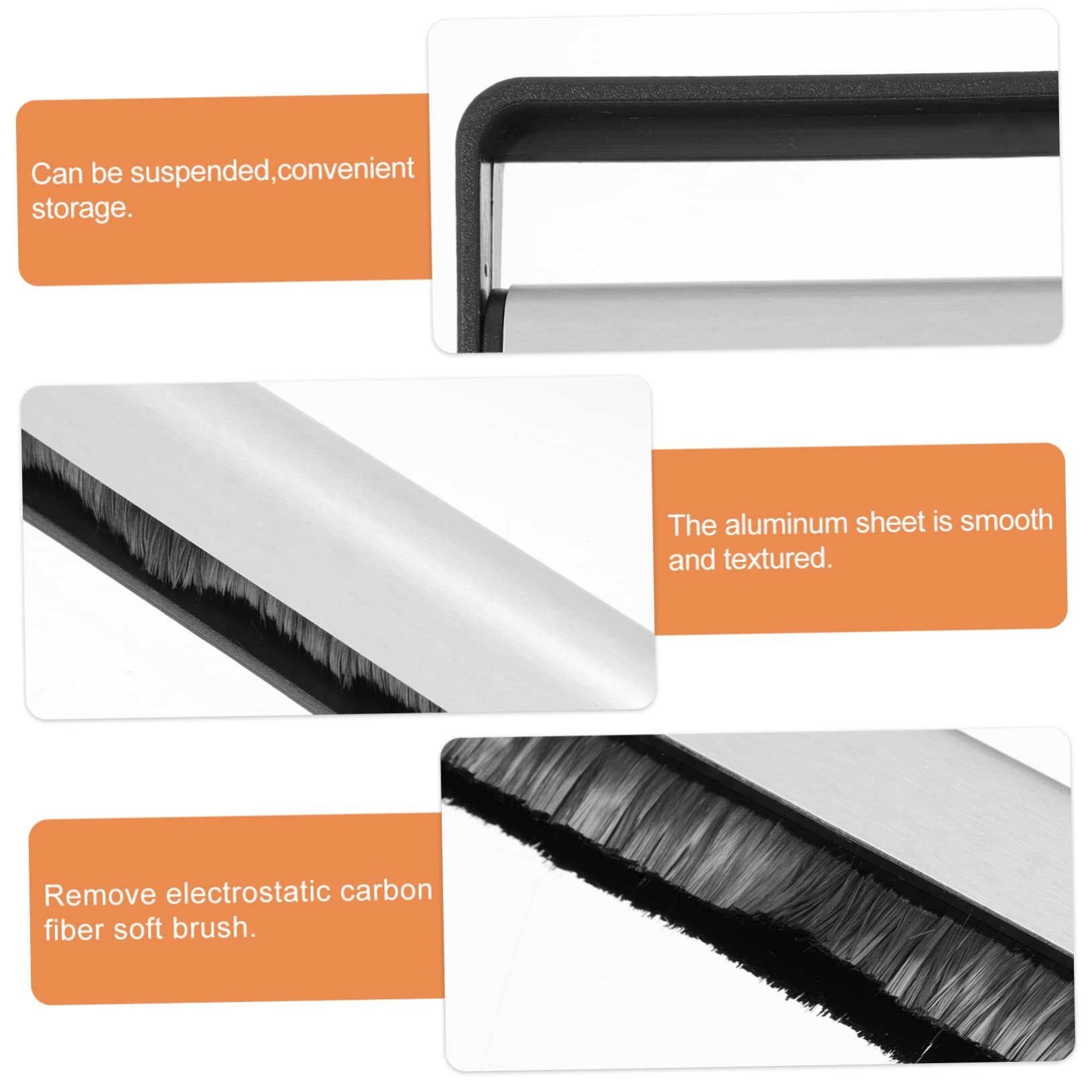 Uonlytech Lot De 4 Brosses De Nettoyage pour Disques Vinyles Manche en Aluminium De Nettoyage Non Compatible avec Votre Collection Montage Mural