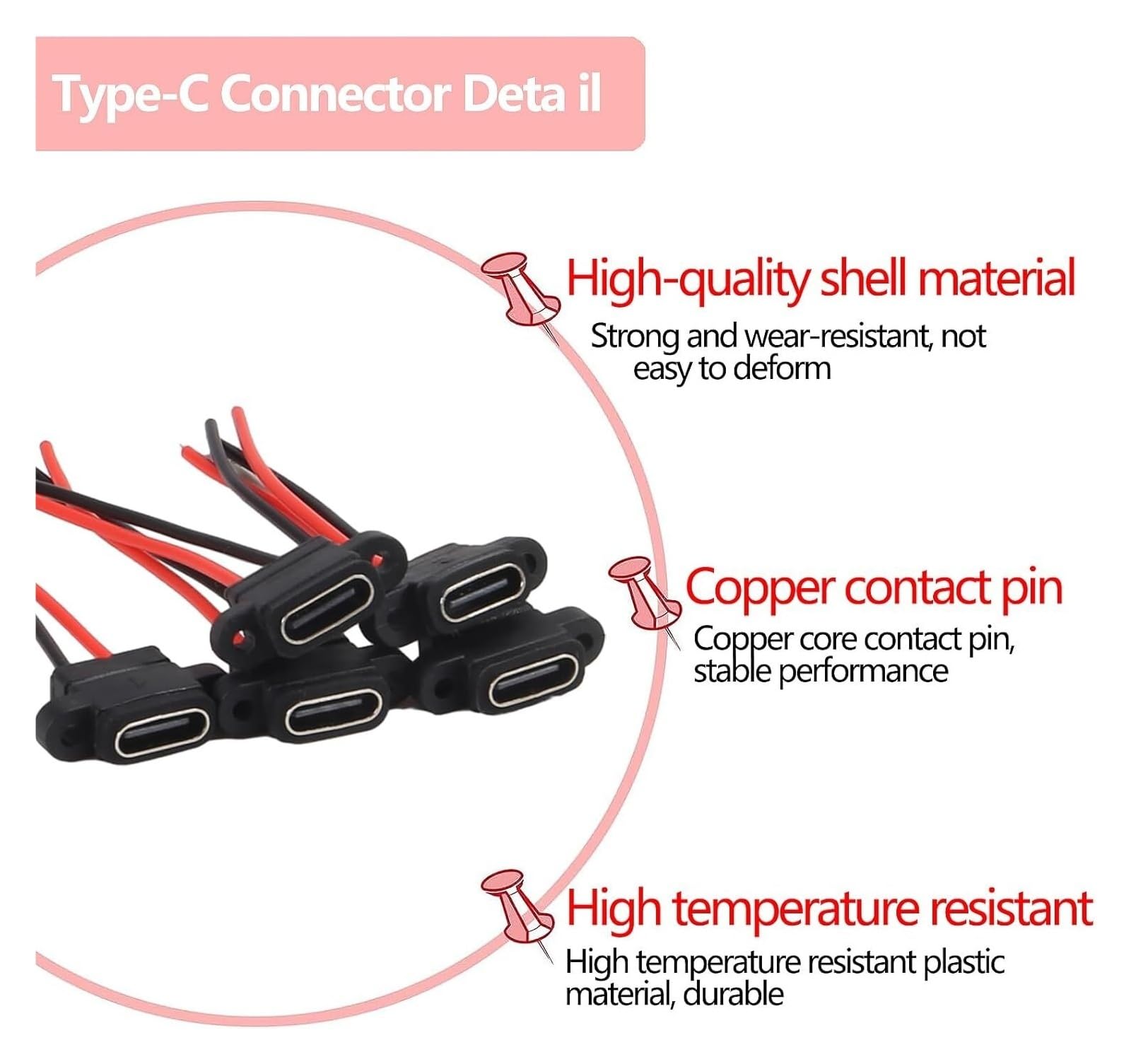 Connettore USB C a 2 pin SMD femmina per porta di ricarica con foro a vite