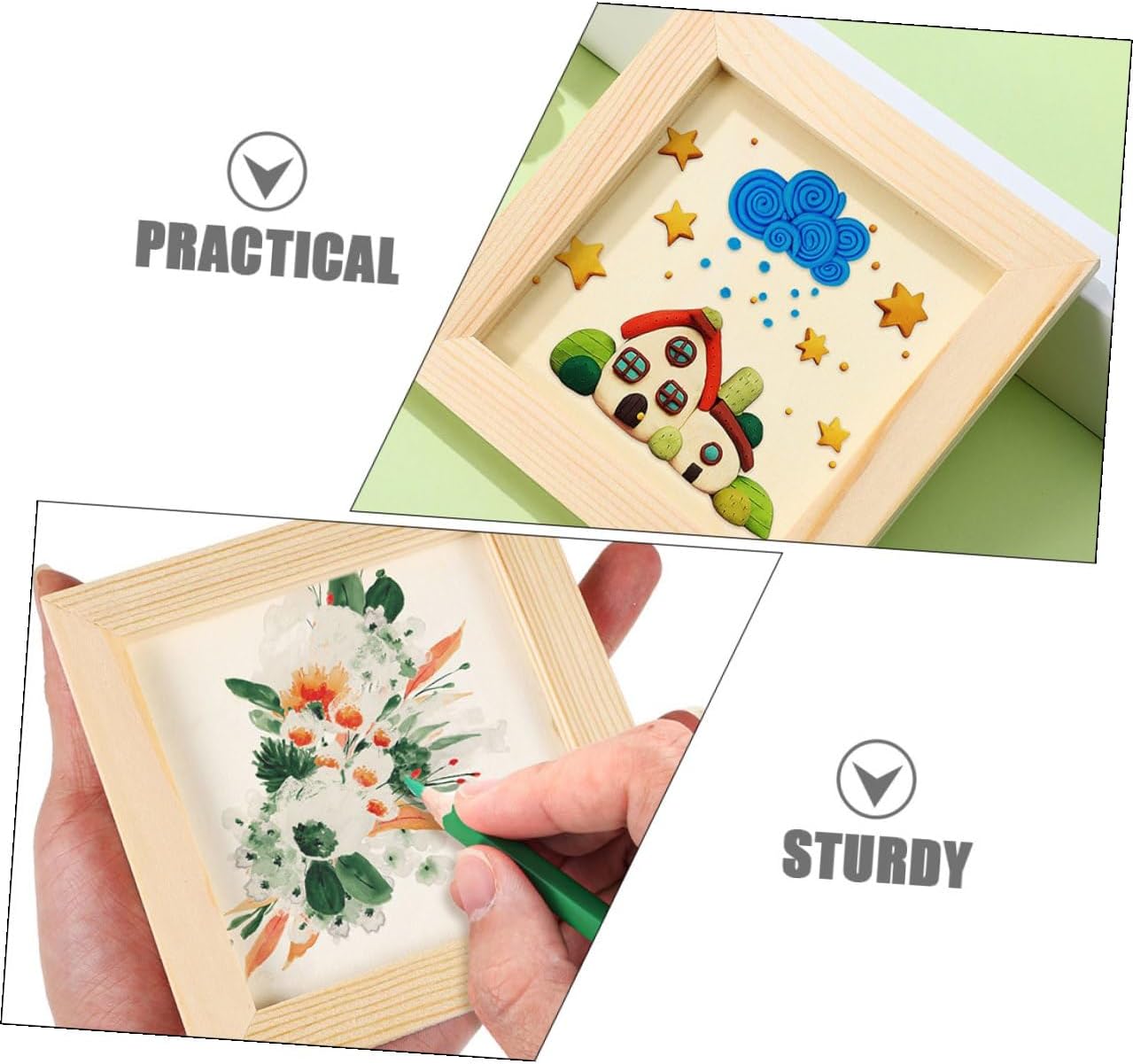 5 Pcs DIY Wooden Blank Picture Frames 20x20cm Light Color Craft Photo Frames for ’ Artwork Display and Painting Projects