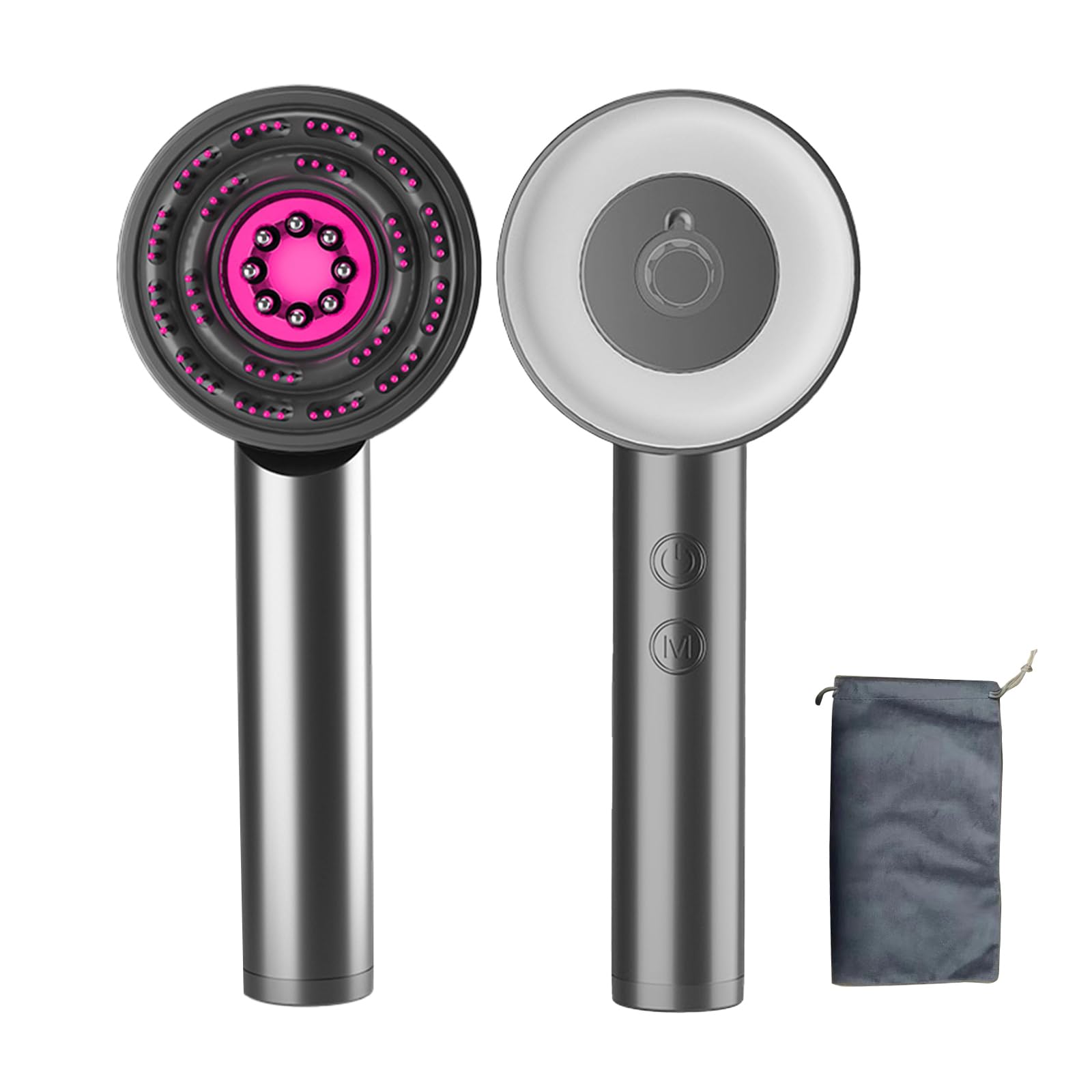 Scalp Massage Brush with Red and Blue Light, Multipurpose Oil Applicator, Electric Scalp and Hair Massager, Cordless and Portable (Gray)