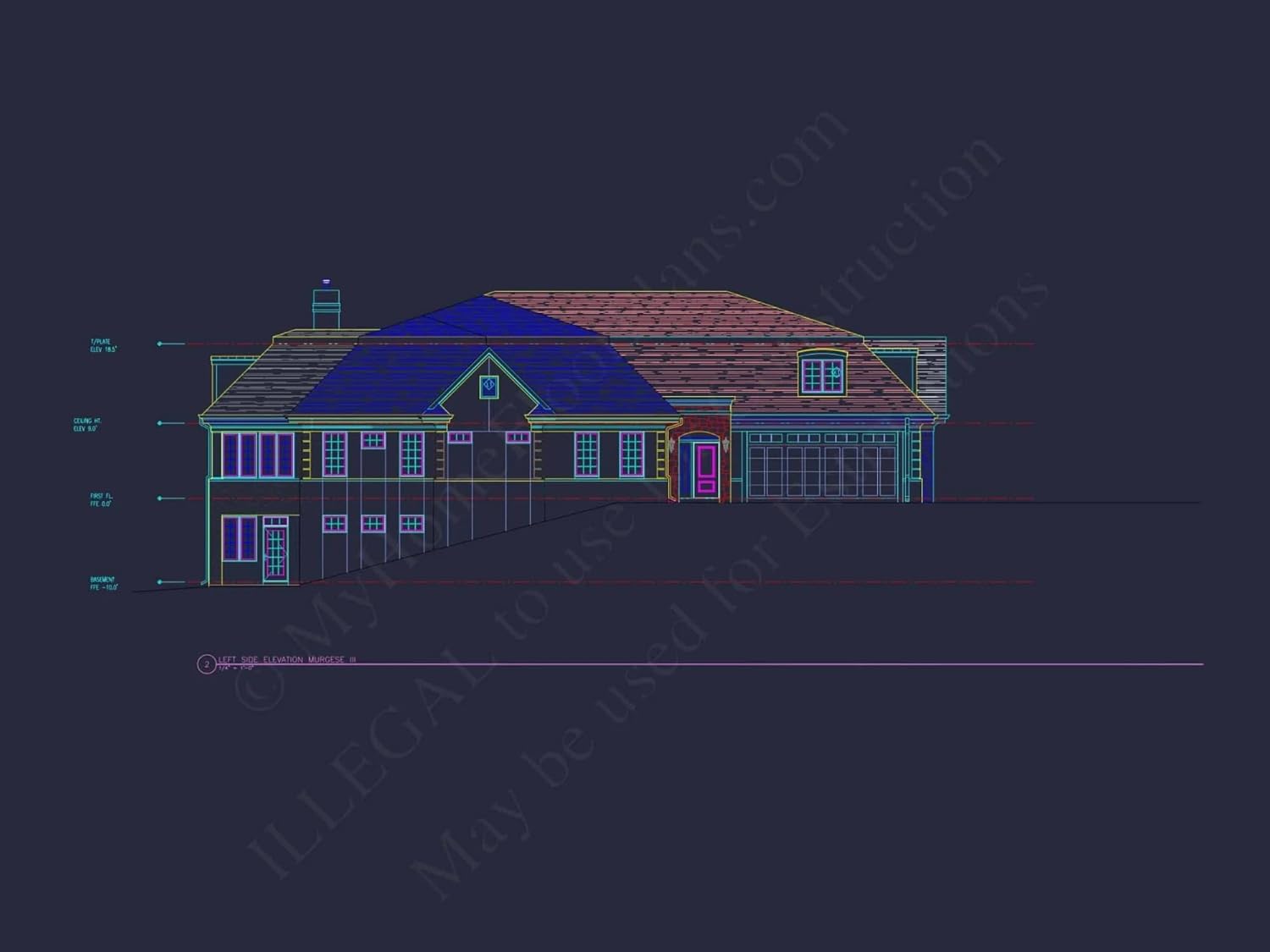 10-1929B House Plan - 4-Bed, 4-Bath, 6,029 SF French Country Duplex House Plan