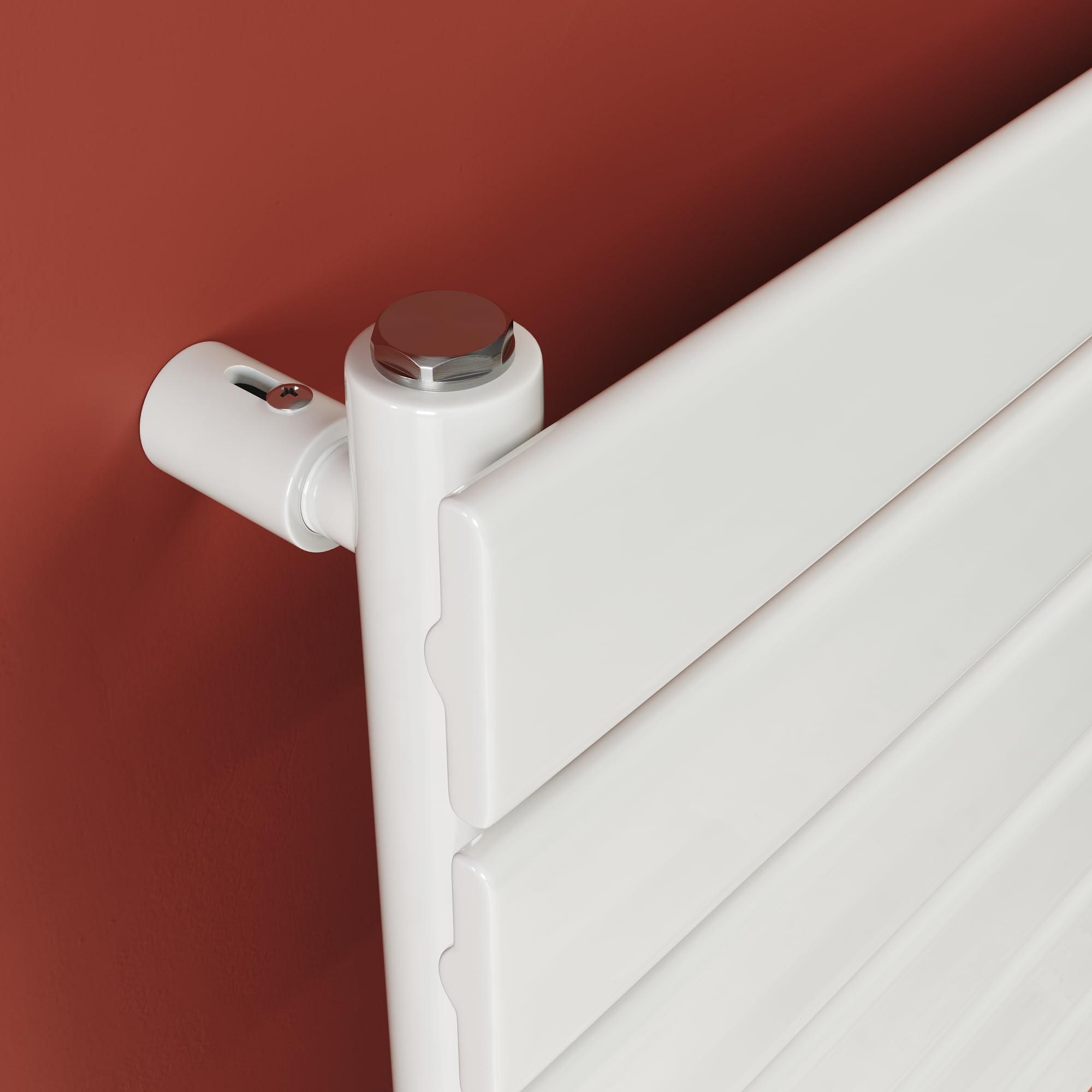 SONNI Termoarredo Design Piatto 1200x465mm Bianco 734W Orizzontale | Radiatore Piatto Monostrato 734W Per Bagno, Collegamento Laterale, Design Salvaspazio Per Ambiente Moderno