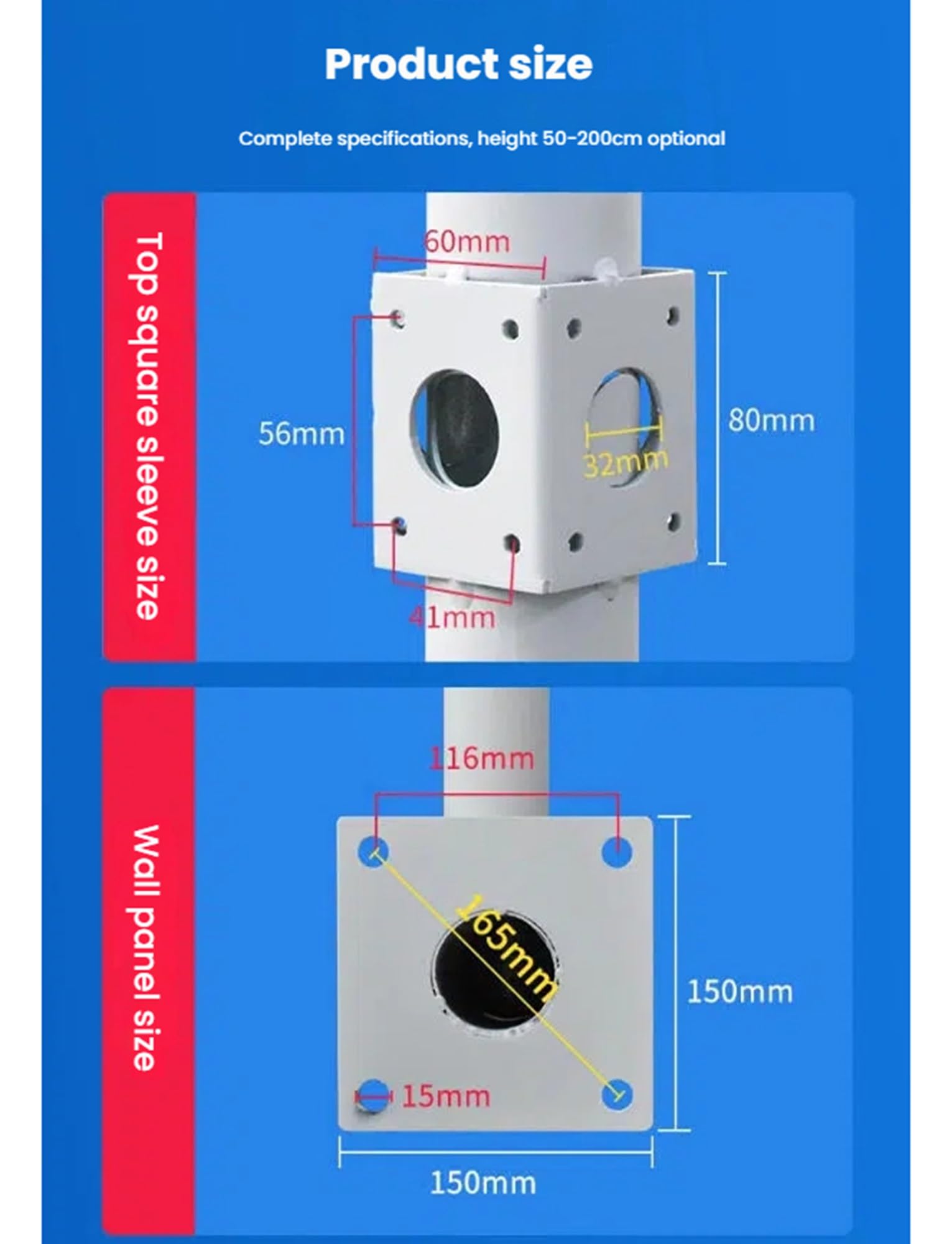 Palo per Telecamera, Staffa di Montaggio per palo per Telecamera di Sicurezza Resistente, Rack di sorveglianza in Acciaio zincato Resistente alle intemperie, Staffa angolare da 100 cm/39,37