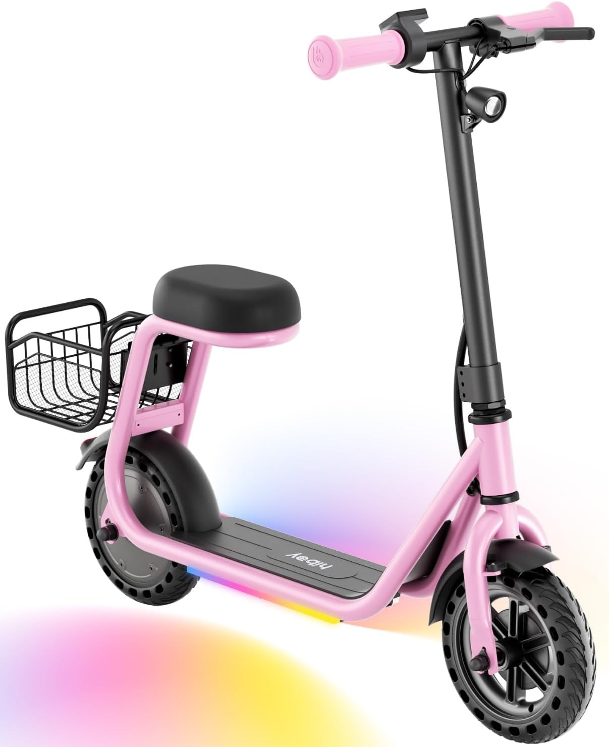 Hiboy Q2 Lite Electric Scooter with Seat for Kids Ages 4–10, LED Lights, UL Certified, 9.3 MPH, 100W Motor, Easy Control