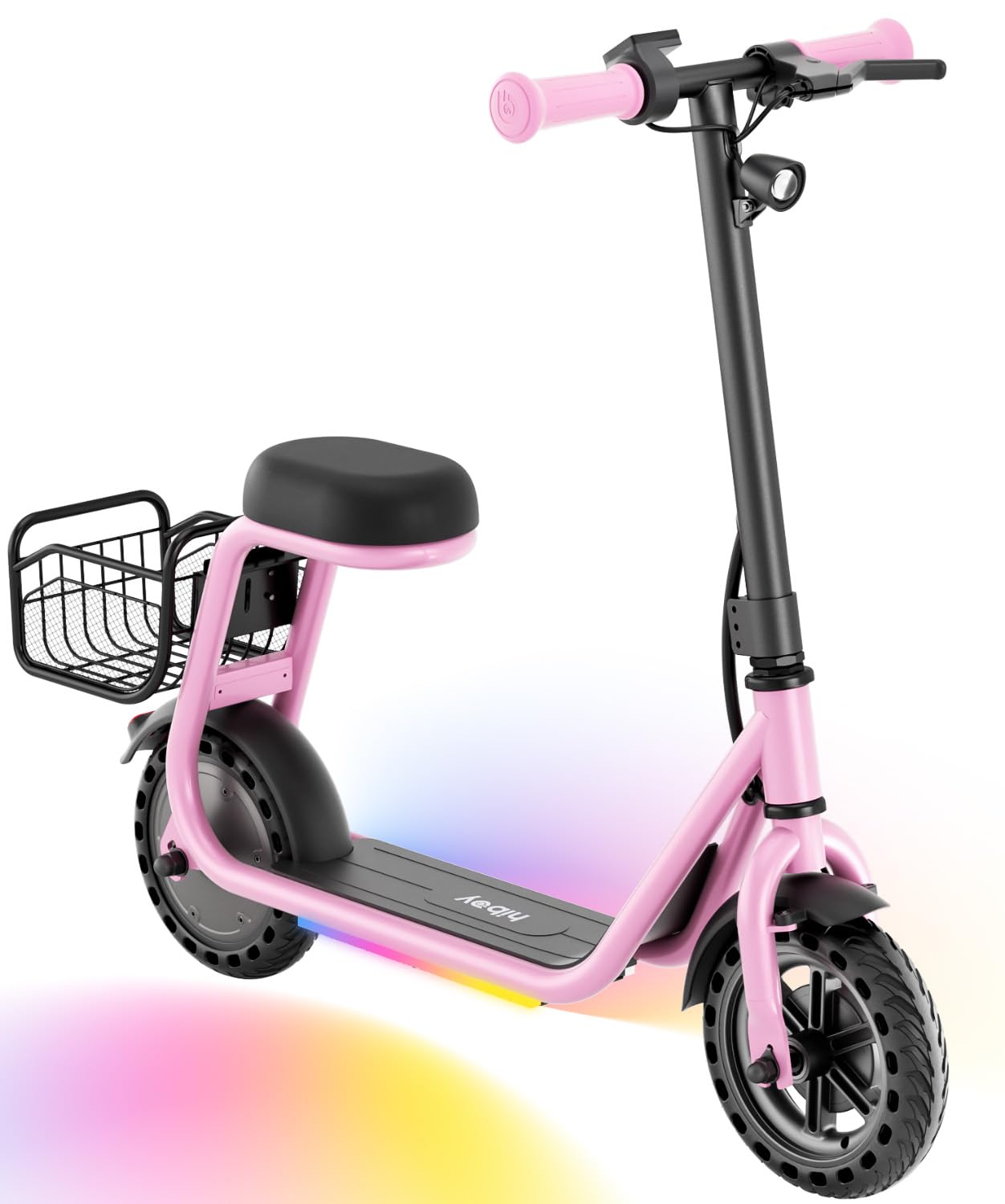 Hiboy Q2 Lite/JoyHaul Electric Scooter with Seat for Kids Ages 4-10 - UL Certified, Up to 9.3 MPH with 100W Motor, 3-Speed Adjustable, LED Neon/Brake Lights, LCD Display
