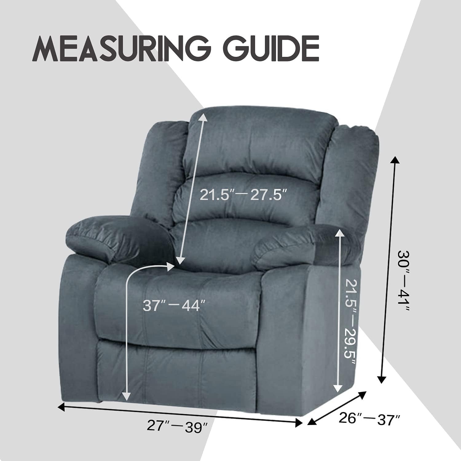 ULTICOR Squared Jacquard Design, 4-Piece, 1 Seat Recliner Cover, Reclining Chair Covers for 1 Cushion Reclining Sofa, Single Seat Recliner Couch Cover, Washable (Recliner Cover, Chocolate)