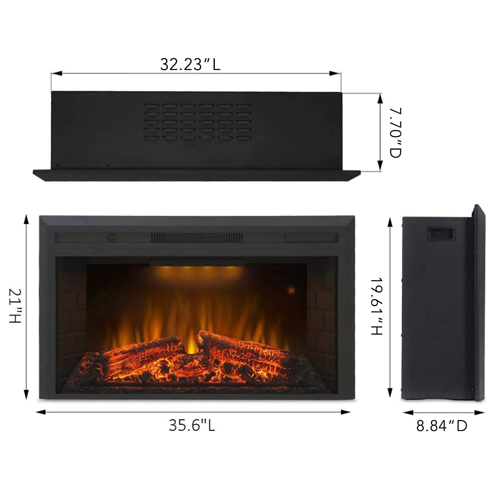 Valuxhome Electric Fireplace, Electric Fireplace Heater Insert with  Overheating Protection, 36 Inches Wide 21 Inches High with Fire Crackling  Sound, Remote Control, 750/1500W, Black : Amazon.ca: Home