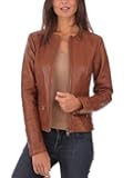Captain Cory Women's Moto Browny Lambskin Genuine Leather Biker Jacket – Brown Leather Jacket for Women